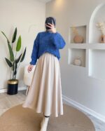 جيبة حريمي طويلة واسعة - جيبة كلوش انسيابية بوسط عالي وحزام رفيع بستايل أنثوي ناعم ومحتشم ♡ - Image 2