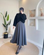 جيبة حريمي طويلة واسعة - جيبة كلوش انسيابية بوسط عالي وحزام رفيع بستايل أنثوي ناعم ومحتشم ♡ - Image 6